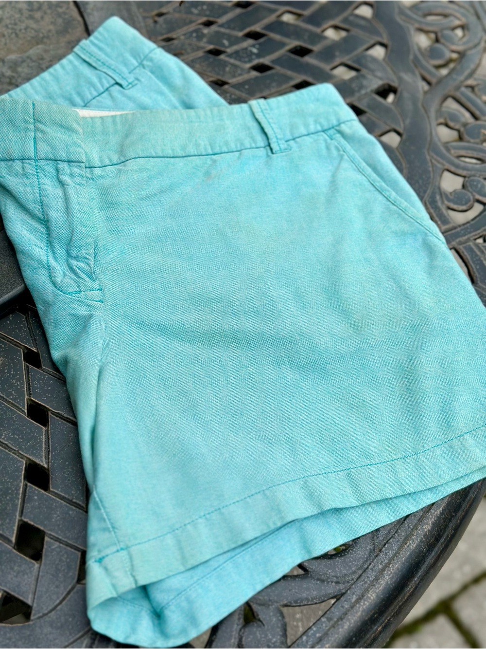 J Crew City Fit Aqua Blue Chino Shorts Size 14